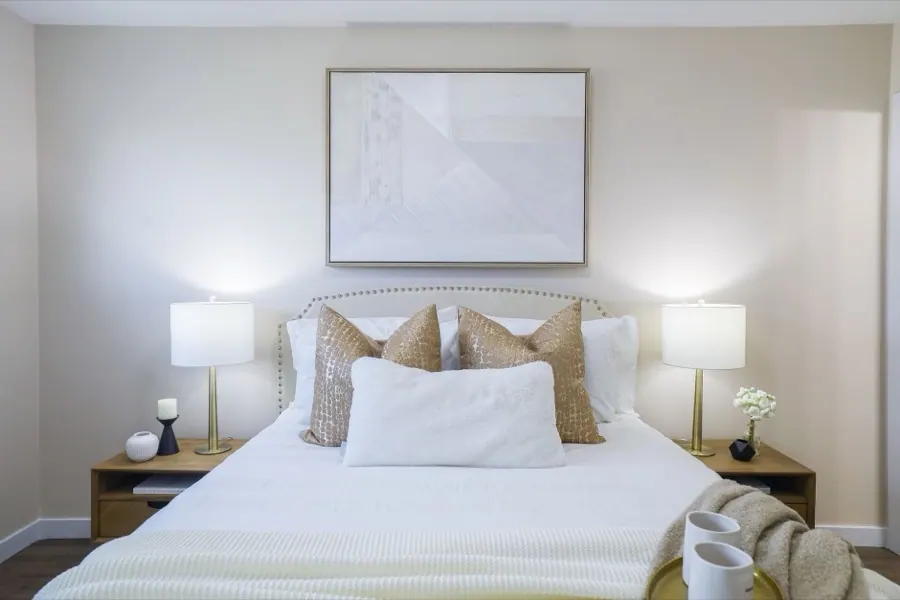 A bedroom, finished — interiors