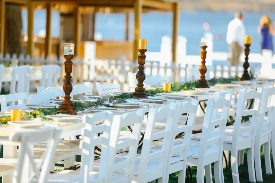 Table centrepieces set up — weddings