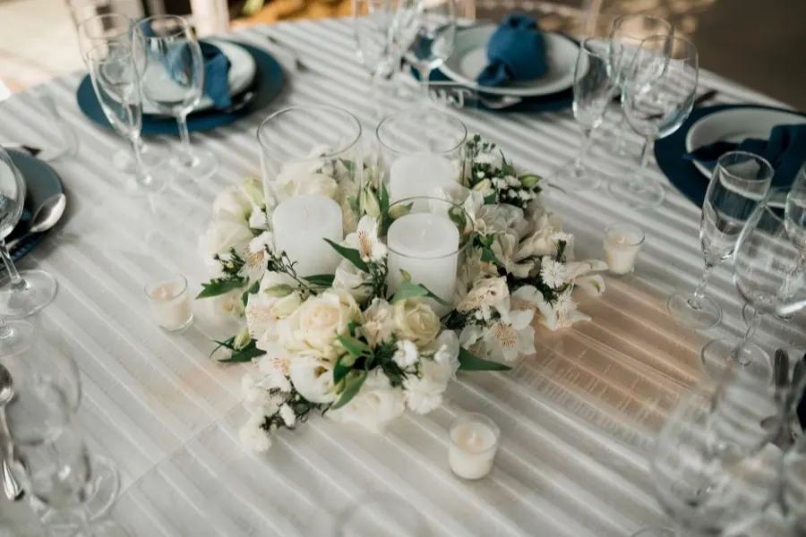 Table centrepieces set up — weddings